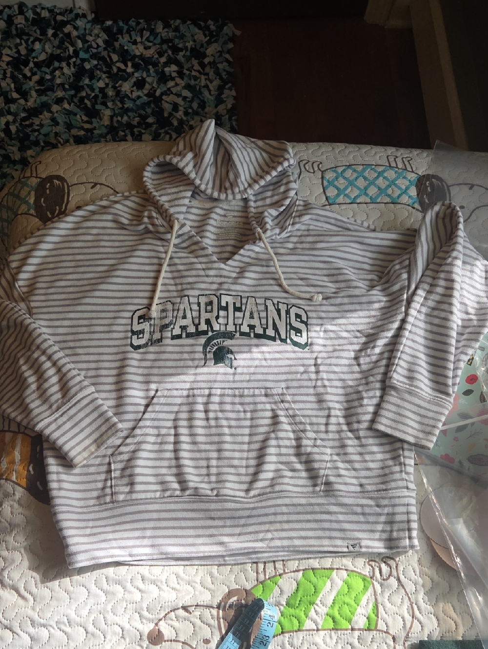 Fanatics White & Gray Striped Women's Pullover Top